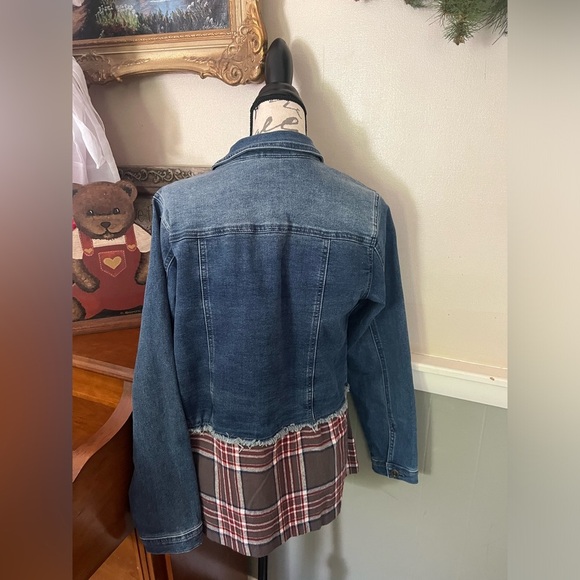 DG2 Diane Gilman Stretch Denim Plaid
Peplum Chambray Jacket NWT - Picture 5 of 8